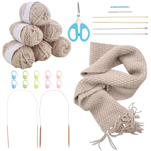 WEBEEDY Scarf Knitting Kit Complete Knitting Starter Kit for Adults, Learn to Knit Scarf Set with Yarn, Knit Needles, Detailed Video Tutorial for Beginners Craft Set Supplies