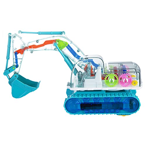 Berry President Camiones excavadoras de Juguete, vehículos de construcción de Engranajes Transparentes, vehículos de ingeniería de acción Bump & Go educativos con música Ligera para niños(Verde) Cover