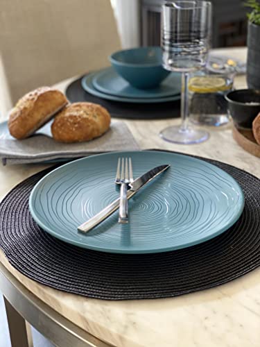 Bzyoo Bpa-Free Dishwasher Safe 100% Melamine Plate & Bowl Set Casual Dining Indoor And Outdoor Dining Holiday Party (12 Pcs Dinnerware Set, Service For 4, Organica Blue) #TOP2