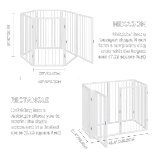 Vantas 120" x 32" Foldable Freestanding Extra Wide Dog Gate with Door,White | Freestanding Dog Gate for Stairs and Doorways, Renter Friendly No Drill, Extra Wide, Easy Storage, With Support Feet - Image 7