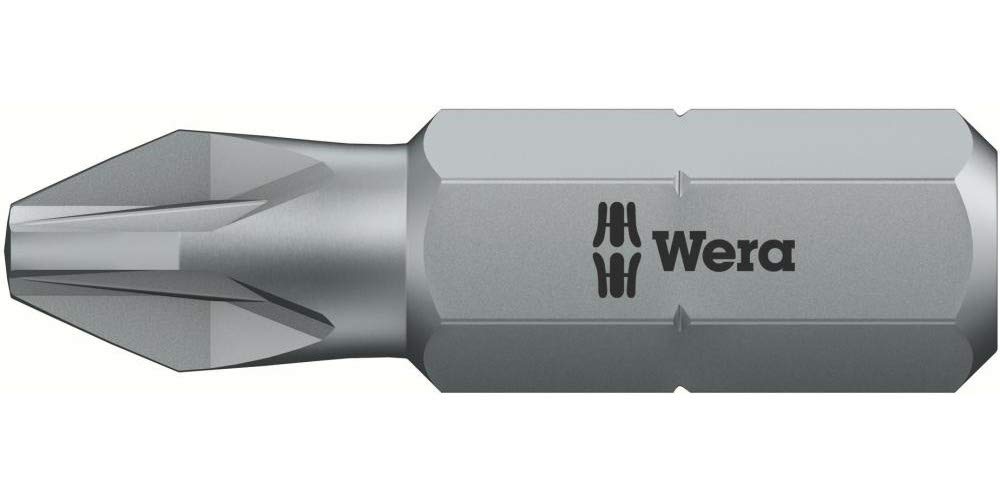 Wera 855/1 Z Pozidriv Screwdriver Bits 1/4"" Hexagon Drive (PZ 0, Single)