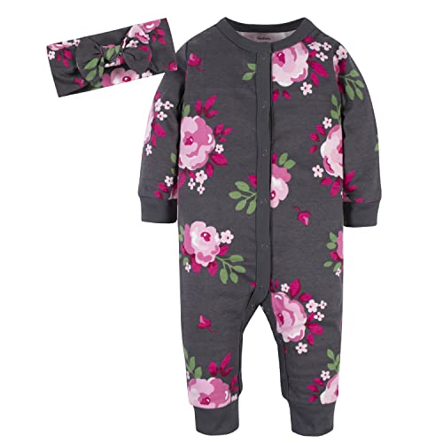 Image of Gerber Baby-Girls 2-Piece Boutique Coverall & Headband Set