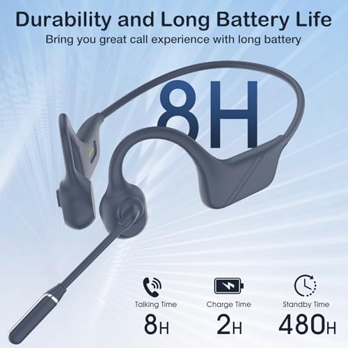 Image of Bone Conduction Headphones with Mic-Callink, Trucker Bluetooth 5.4 Headset with Noise-Canceling Boom Microphone /Mute Function /Dual Connect, Open Ear Headphones for Work Driving Meeting（Charcoal）