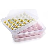 PIUGERU Egg Holder for Refrigerator, (Set of 3), Plastic Deviled Egg Containers with Lid for 90...