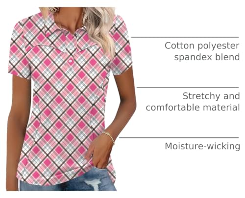 Image of TFSDOD Womens Golf Polo Shirts Collared Short Sleeve T Shirt Lightweight Moisture Wicking Polo Casual 3 Buttons Outfits