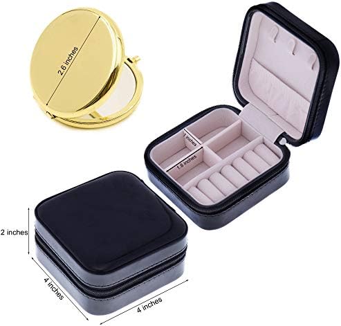 Jewelry Box Organiser Small Travel Leather Jewelry Storage Rings Earrings Necklace Bracelets Vintage Women Girl Gift Easy to Carry Black Zipper Box for Girls Women