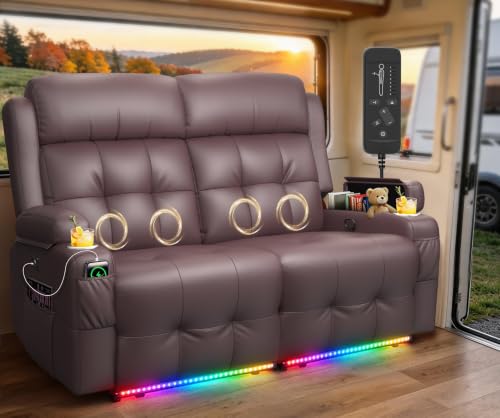 Tiooii RV Loveseat Recliner Sofa, Wall Hugger Reclining RV Couch with USB