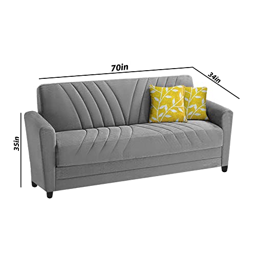Image of Francis 3 Seater Sofa Set for Living Room (Grey Fabric)