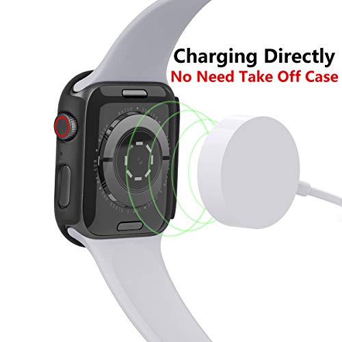 Image of HANKN 2 Pack Hard Case for Apple Watch Series 3 2 1 38mm Tempered Glass Screen Protector Case, Full Coverage Shockproof Iwatch Cover Bumper (Black x 2, 38mm)