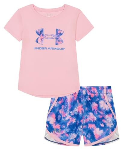 Image of Under Armour Girl's 2-piece Short Sleeve Tee and Shorts Set, Lightweight and Comfortable