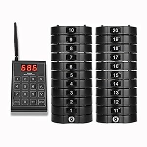 Restaurant-pager, draadloze gastklant restaurant pager systeem met 20 ontvangers en 1 zenderbelsysteem waterdichte…