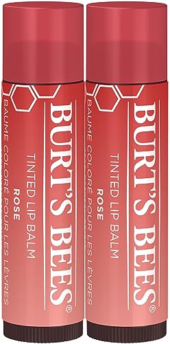 Burt's Bees Lip Balm, Tinted Moisturizing Lip Care For Women, For Dry Lips, 100% Natural, With Shea Butter, Rose (2 Pack) #TOP24