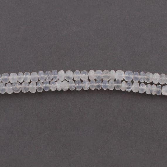 Moonstone Rondelles Beads finies le ternissement avec la pierre de lune facettée blanche durable
