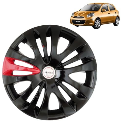 Image of Prigan Micra (XL (O) CVT only) Black Red 15 Inch Wheel Cover for Micra (Set of 4 Pcs) (Press Fitting) Model- Ertiga T1 BRed 15