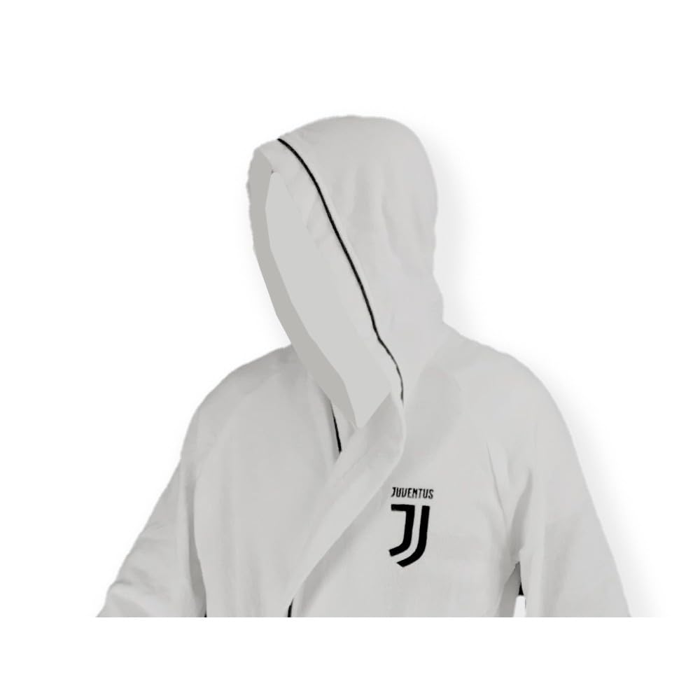 hermet Accappatoio Juve con Cappuccio | Accappatoi Calcio Juventus FC | Personalizzabile con Nome Ricamato PS 09653-B