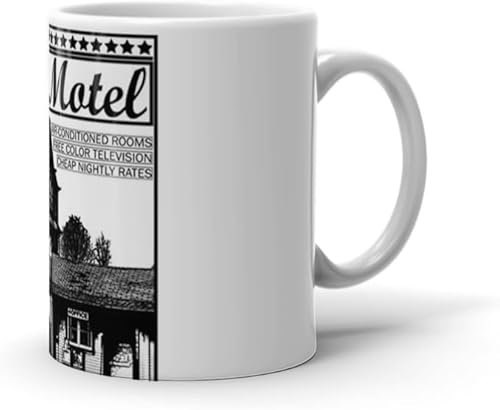 Miniatura 3 de Taza de café de cerámica blanca Bates Taza de microondas Motel Home 15 11 Oz Té Navidad Seguro Lavavajillas Fiesta Cumpleaños Boda Vacaciones