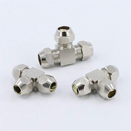 Pipe connector 10pcs Pneumatic fittings Brass T Type 4 6 8 10 12 14 16mm OD Tube Compression Ferrule Tube Compression Fitting Connector (Size : OD tube 16mm)