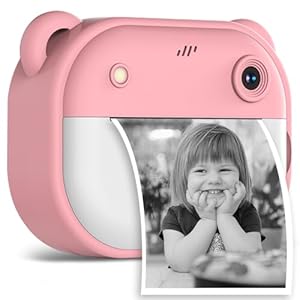 IXROAD Sofortbildkamera Kinder, Kinderkamera mit Drucker, Kamera Sofortdruck, Digitalkamera Fotoapparat Fotokamera mit Selfie, Fotolicht, MP3, Bildschirm 2 Zoll, 32GB Karte, Thermopapier