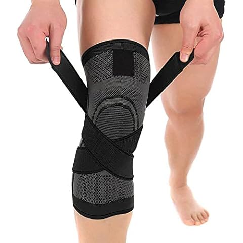 FITTOO Knee Brace Support with Adjustable Straps, Compression Knee Sleeve for Knee Discomfort, Suit for Running, Cycling, Tennis, Basketball and More Sports - Single Cover