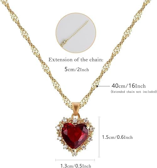 Crystal Love Heart Necklace for Women 14K Gold Plated with Birthstone Charm Pendant Necklace Crystal Zircon Jewelry Gifts for Women - Image 3