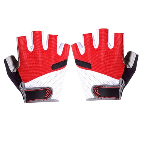 NOLITOY 1Pair Breathable Unisex Half Finger Cycling Gloves Skid Resistant Sports Gloves for Outdoor Riding Fishing and Hiking XL Red
