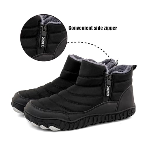 Mens Waterproof Warm Slip-On Snow Boots with Side Zipper Winter Fur Lined Non-Slip Outdoor Comfortable Walking Shoes2
