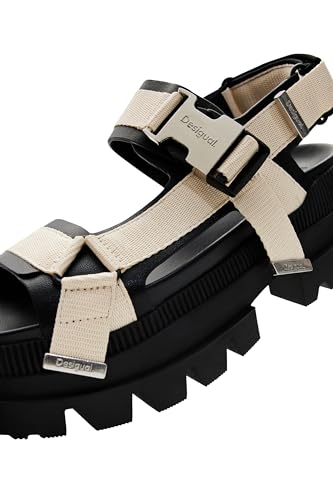 Desigual Women's Shoes 4 Woman PU Sandals Block, Black, 5.54