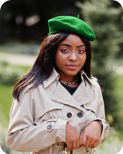 Image of Parquet Solid Color French Beret Hat. Classic French, Casual and Chic Lightweight Cap for Women