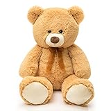 MorisMos Giant Teddy Bear Stuffed Animal-35.4'' Large Teddy Bear, Soft Large Teddy Bear Plush Toy, Brown Teddy Bear, Big Stuffed Bear for Girl Boy Girlfriend Valentines Christmas Birthday, Light Brown