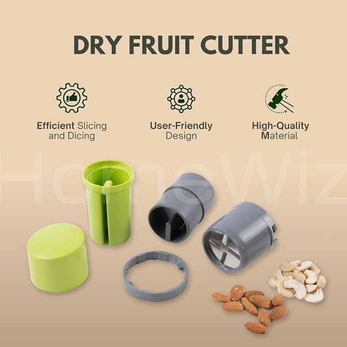 Fruit Cutter Slicer Grinder Cutter & Slicer | 3 in 1 Stainless Steel Blade| Durable & Easy to Use | Perfect for Chopping Nuts & Fruits Pack Of 1
