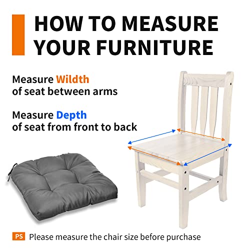 Outdoor Chair Cushion 20”X20”X4”, Tufted Water-Repellent Patio Seat Cushions With Non-Slip Ties, 2 Count, Grey #TOP5