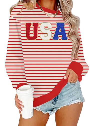 YI XIANG RAN USA Sweatshirt Women: American Shirt 1776 Patriotic