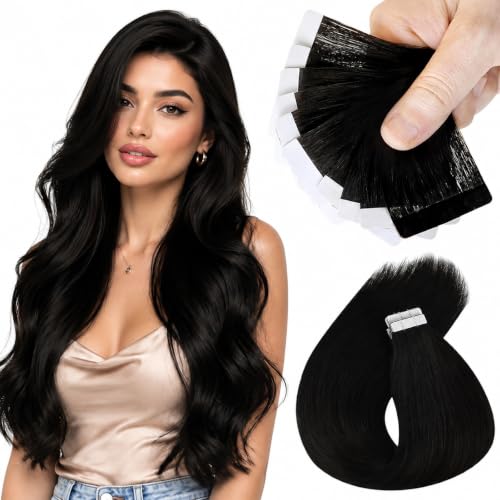 Image of Sunny Hair Tape in Hair Extensions Human Hair Natural Black 20in