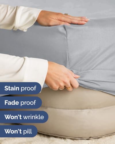 Image of Extra Deep Flex Top Split Head King Fitted Sheet - Hotel Luxury Single Fitted Sheet Only - Easily Fits 18 inch to 24 inch Mattress - Ultra Soft, Wrinkle Free w /Extra Deep Pockets - Steel Blue