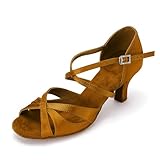 Women's Latin Dance Shoes Female's Ballroom Salsa Dance Shoes with 2.5' Heel(A-Style Orange Size 10.5)