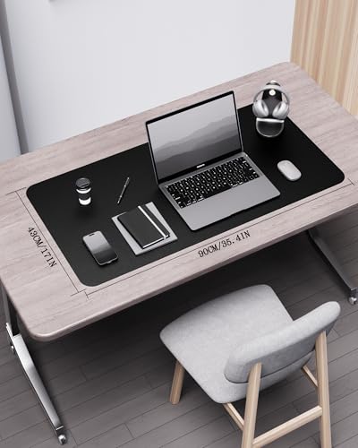 Image of YSAGi Double-Sided Desk Mat, Eco Cork & Leather Desk Protector, Large Mouse Pad & Writing Pad for Office /Home (35.4 inchx17 inch, Black+Cork)