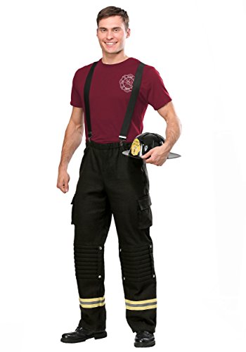 Fun Costumes Adult Firefighter Costume with Suspenders, Pants, Shirt, & Helmet | Halloween Fire...