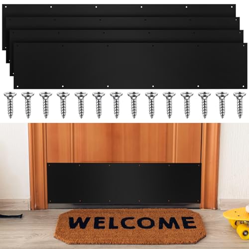 Dunzy 4 Piece 8 x 36 in Metal Kick Plate with Screws (Black)