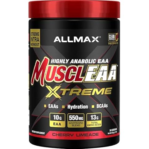 ALLMAX MUSCLEAA Xtreme, Cherry Limeade - 532 g Powder - Provides EAAs, BCAAs & Hydration - Up to 30 Servings Cover