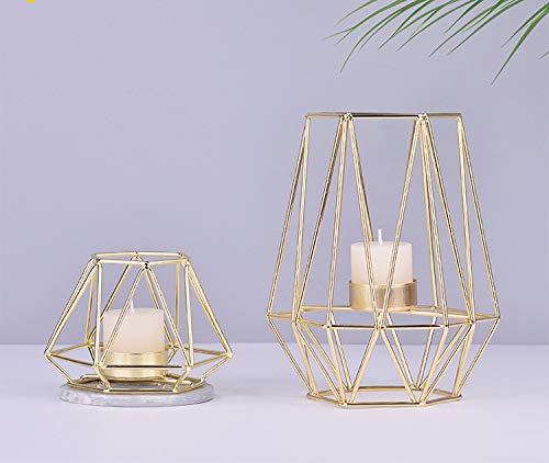 Metal Geometric Design Tea Light Votive Candle Holders, Geometric Shapes Iron Hollow Tealight Candle Holders For Vintage Wedding Home Decoration (Typ 2, Gold, Small) #TOP2
