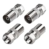 WQEDVN 4 PCS TV Aerial Connector, F Type Aerial Connectors, for Satellite, Antenna, Aerial Cables, Compatible with TV, Router, Modem, Satellite Receiver, Audio/Video Equipment