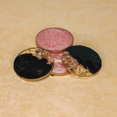 Image of Ireka Home Midnight Gold Resin Coasters (Set of 4) - Black & Gold Starry Design with Shimmering Edges and Soft Pink Accents, Perfect for Coffee Cups, Mugs & Table Decor