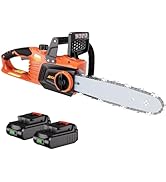 AIVOLT Accukettingzaag met accu en oplader, accu motorzaag, 40 V, borstelloze motor met 2 accu's