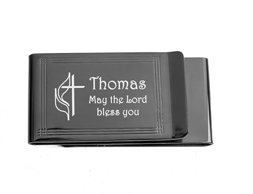 Personalized Double Sided Cross Gunmetal Money Clip Custom Engraved Free - Ships From USA