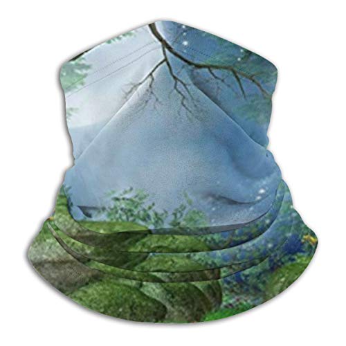 Preisvergleich Produktbild hfdff Zauberwald mit Pilzen und Feenlaternen Nahtlose Gesichtsbedeckung Mund Stoff Schal Bandanas Halsmanschette - Staub- und UV-Sonnenschutz für Festivals und im Freien