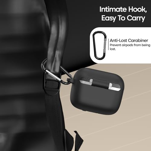 Image of Sounce Soft Silicone Case Cover Compatible with Boat Airdopes 111v2 -Scratch-Resistant Shockproof Protective Skin with Keychain Clip (Black)