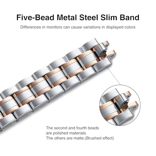 Image of STIROLL Thin Replacement Band Compatible for Apple Watch 38mm 40mm 41mm 42mm(Series 11 10), Stainless Steel Metal Wristband Women Men for iWatch Ultra SE Series 9 8 7 6 5 4 3 2 1, Silver Rose Gold