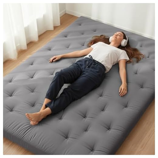 ZonLi Japanese Futon Mattress Queen Size 60"x 80",100% Cotton Floor Mattress Pad,Foldable Tatami Mat Portable Dormitory Sleeping Pad,Roll Up Floor Lounger Bed for Adult Child (Grey)