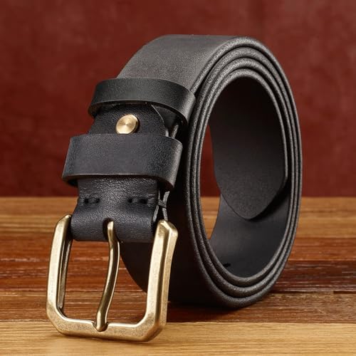 Adjustable Belt High-end Cowhide Men's Belt Copper Buckle Vintage Distressed Belt for Men for Dress and Casual Belts