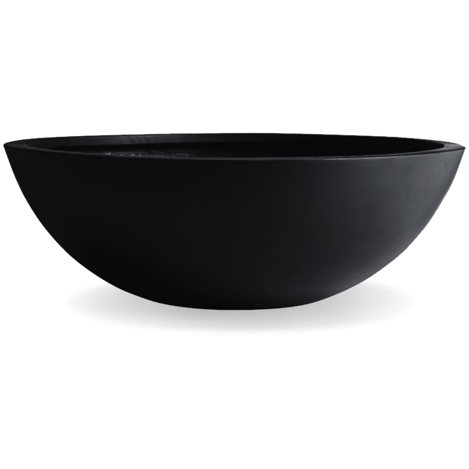 KUTE NEST 6.9"H x 19.7"D Round Bowl Fiberstone Planter for Succulent and Lotus with Drainage Hole, Smooth Finishes, Weather Resistant for Indoor,